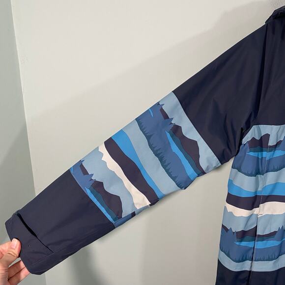 LL Bean Boy's Blue Graphics Full Zip Hooded Primaloft Winter Jacket Size L 14-16 - Picture 9 of 11